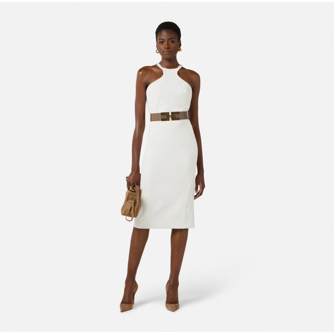 Abito in crêpe leggero con dettaglio gioiello