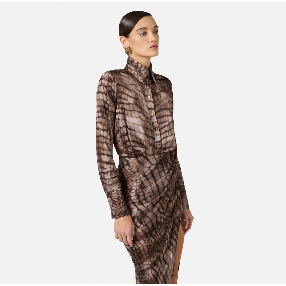 Abito in raso stretch con stampa alligatore