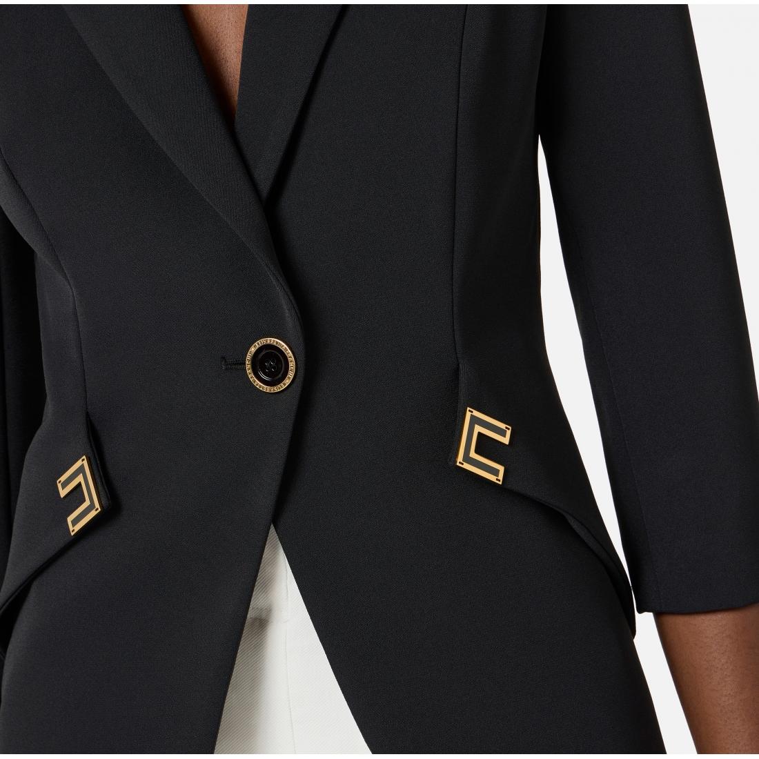 Giacca in doppio crêpe stretch con dettagli logo