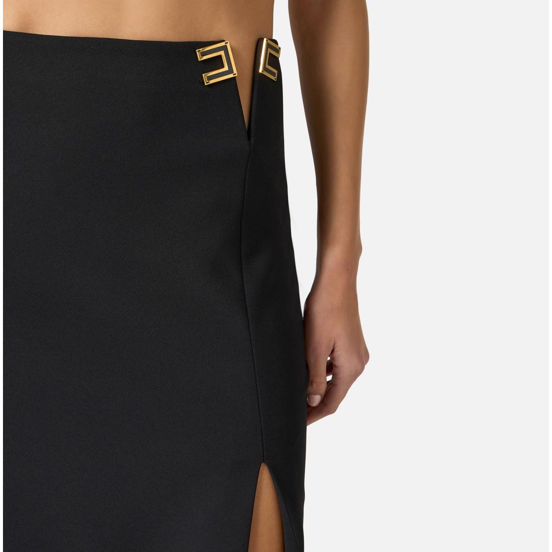 Gonna in doppio crêpe stretch con dettagli logo