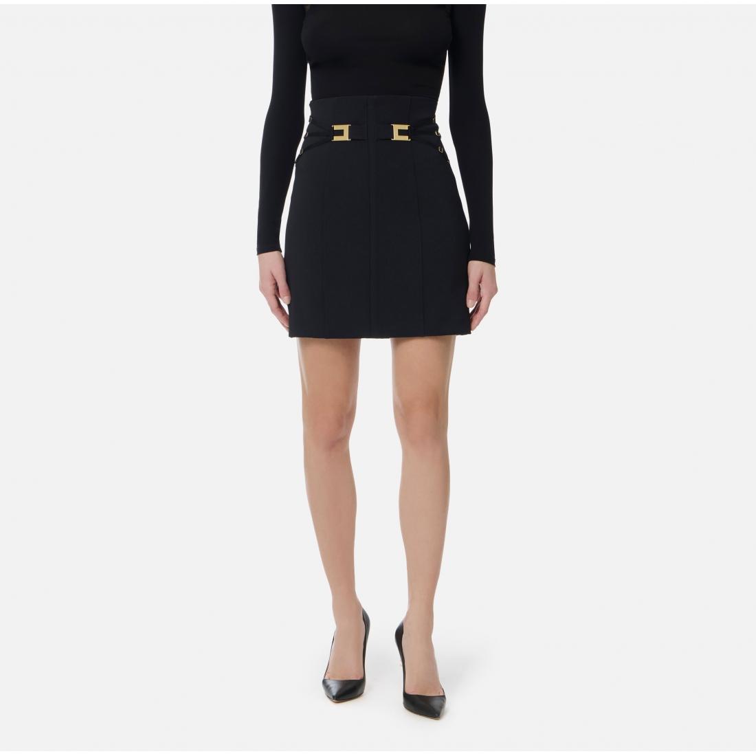 Minigonna in doppio crêpe stretch con elastici