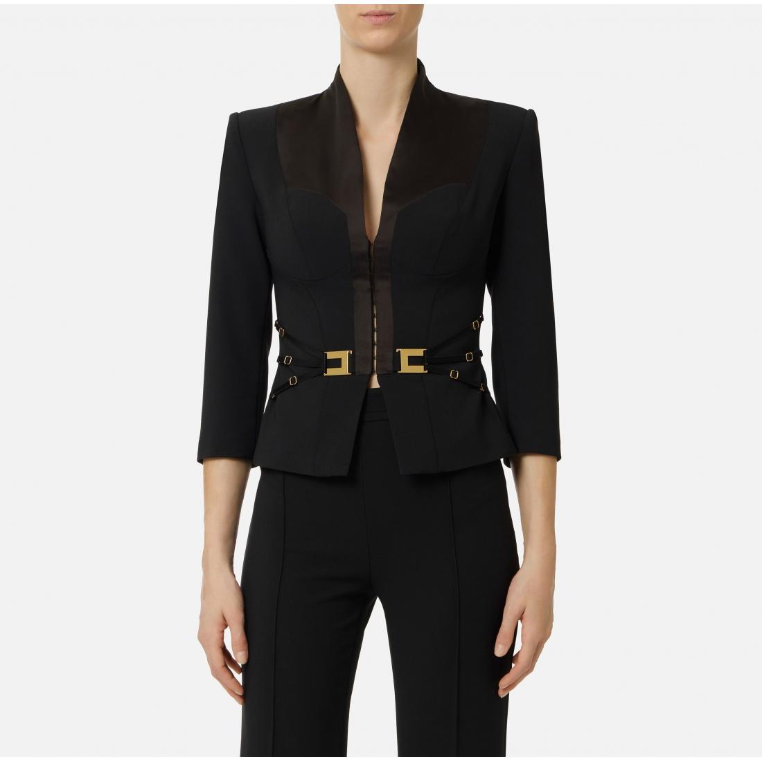 Giacca in doppio crêpe stretch e raso