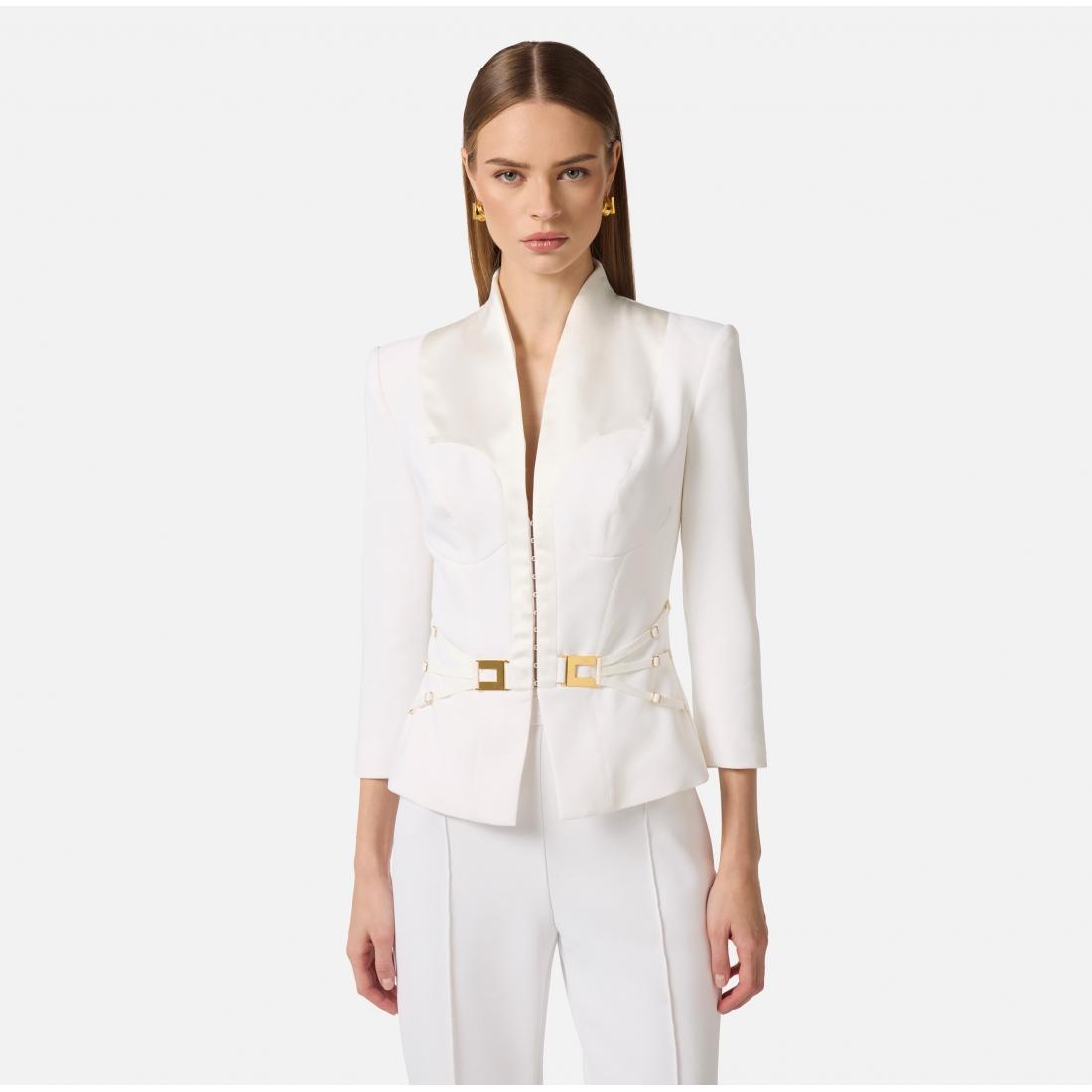 Giacca in doppio crêpe stretch e raso