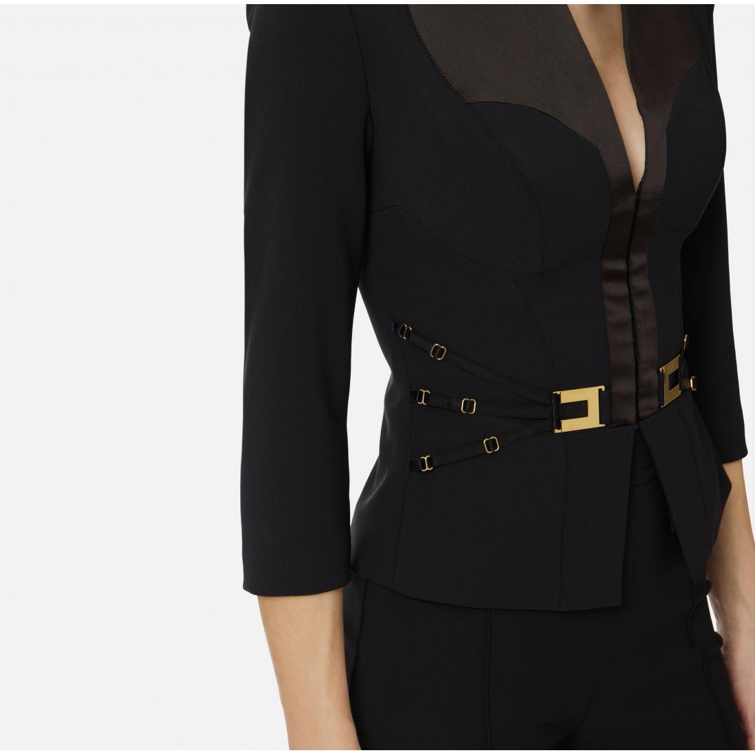 Giacca in doppio crêpe stretch e raso