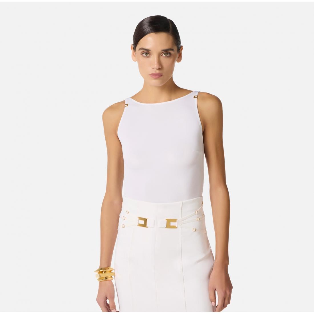 Body in jersey crêpe con dettagli logo