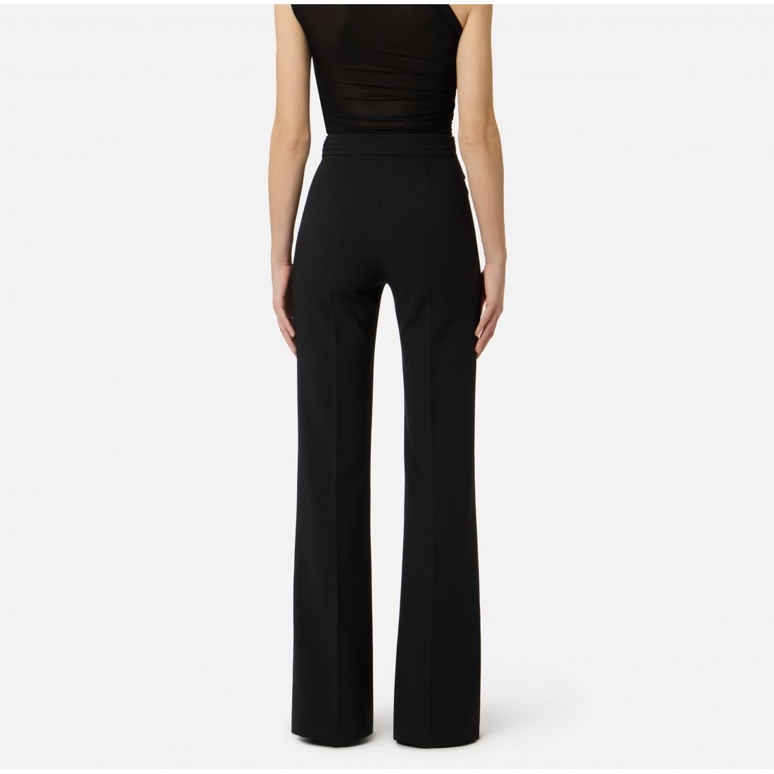 Pantaloni in doppio crêpe stretch con logo ricamato