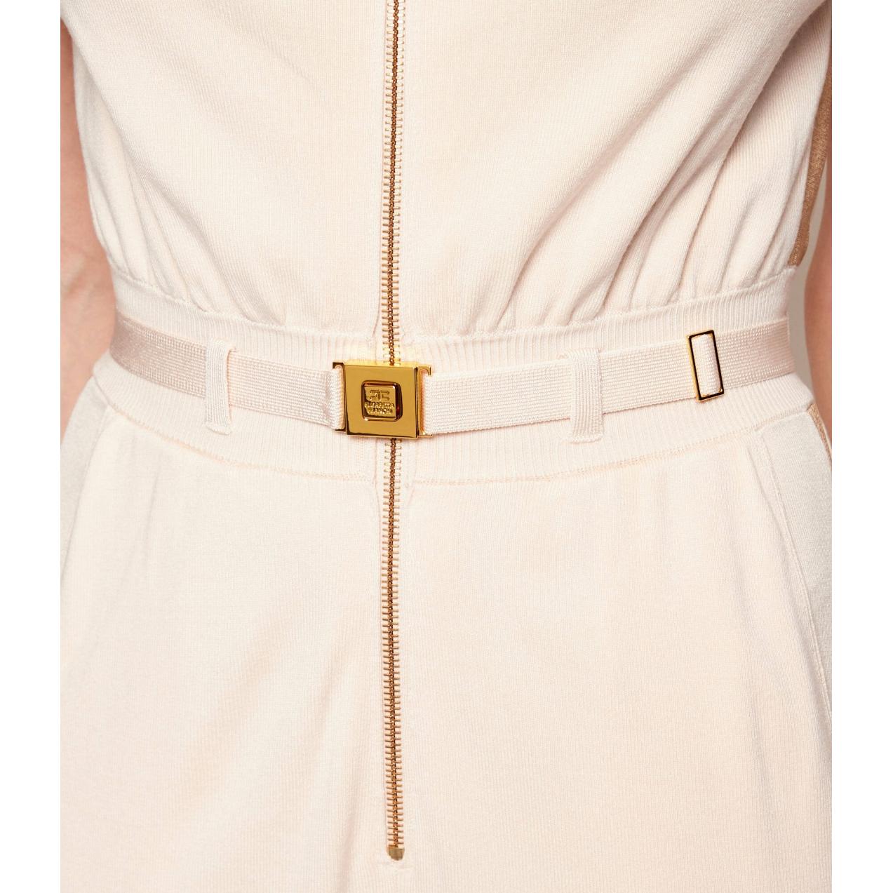 Tuta in maglia con bande in viscosa lucida