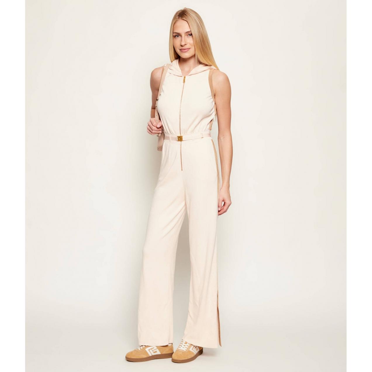 Tuta in maglia con bande in viscosa lucida