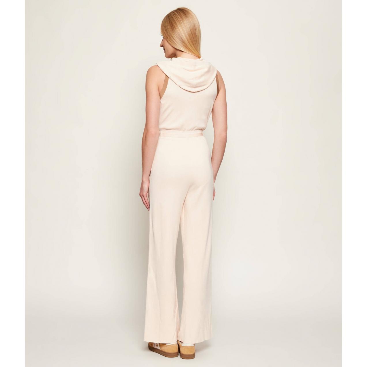 Tuta in maglia con bande in viscosa lucida