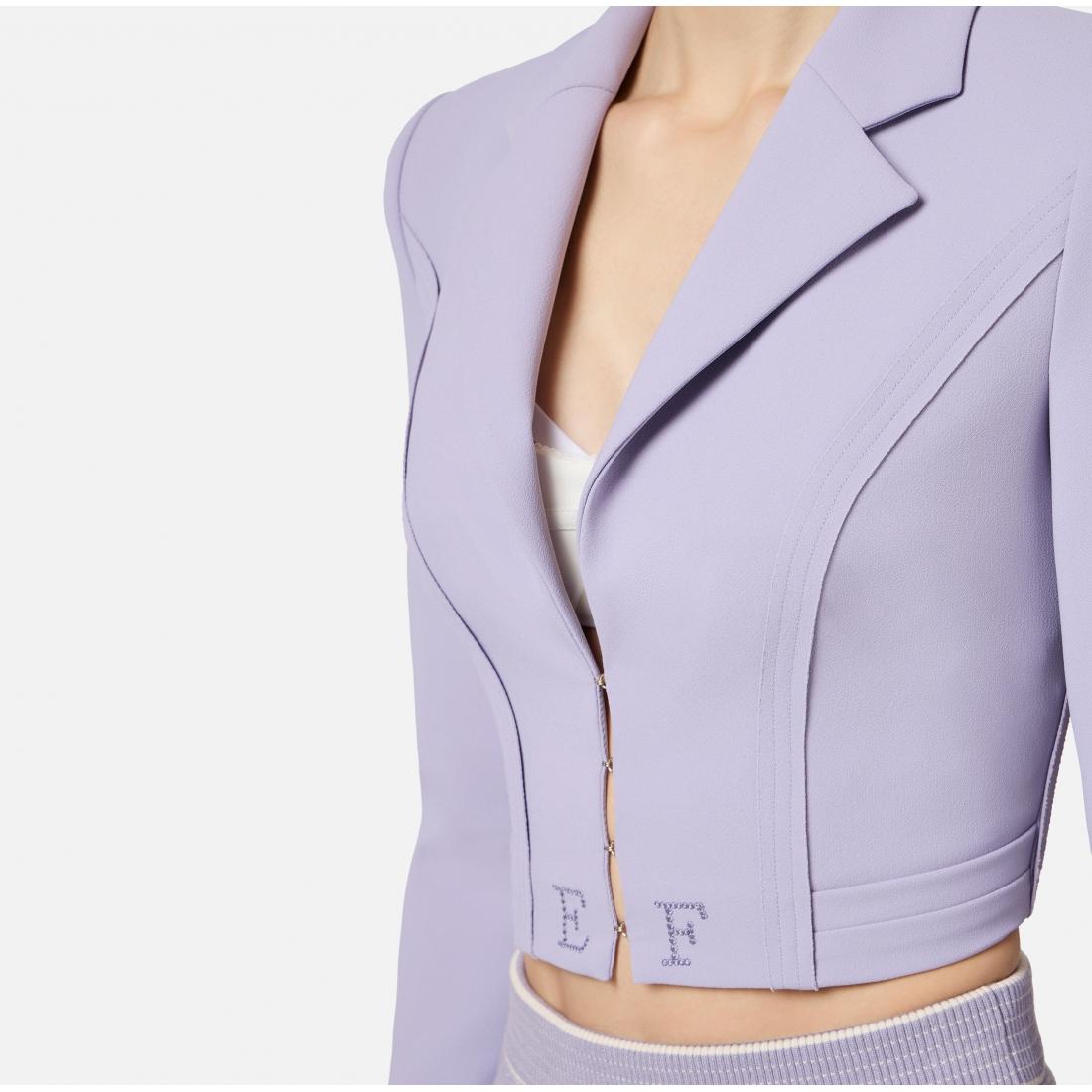 Giacca in doppio crêpe stretch con motivi a taglio vivo