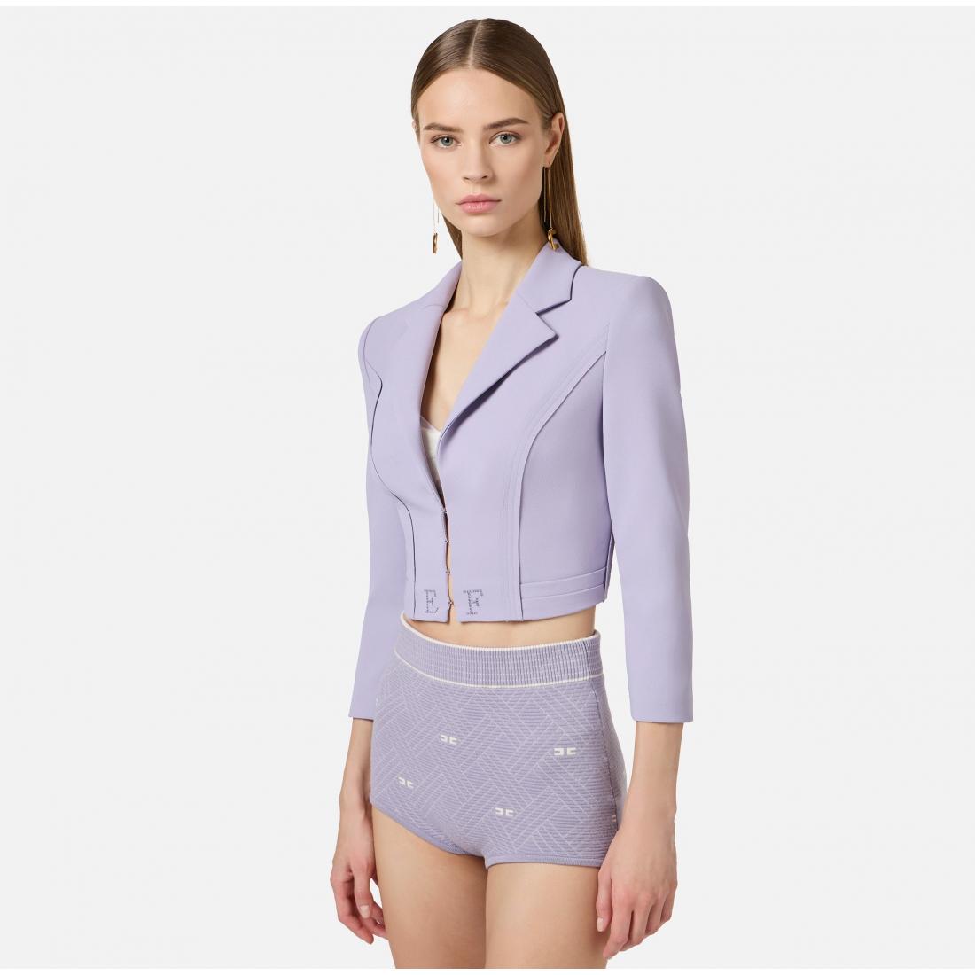 Giacca in doppio crêpe stretch con motivi a taglio vivo