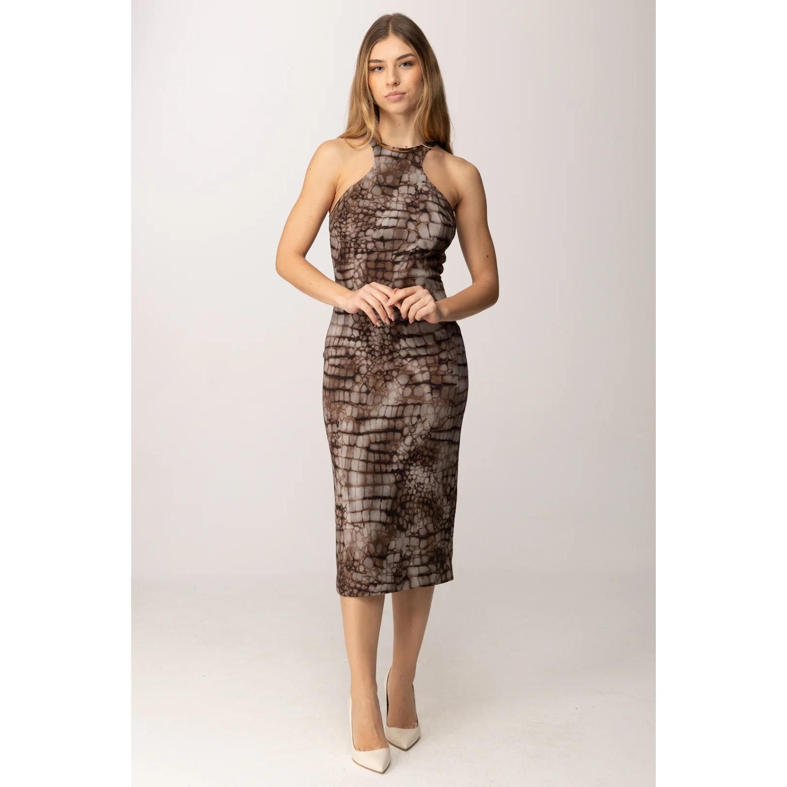 Abito midi con stampa animalier