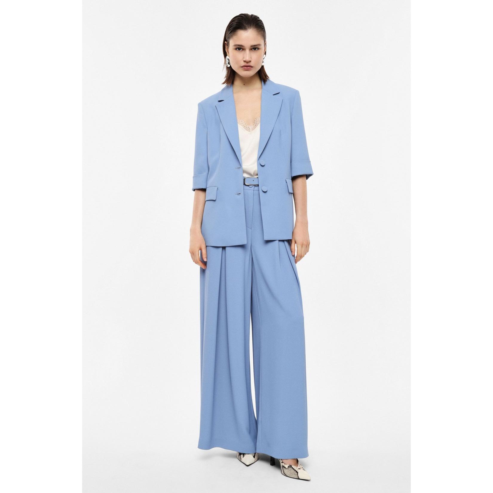 Pantaloni palazzo a vita alta con cintura