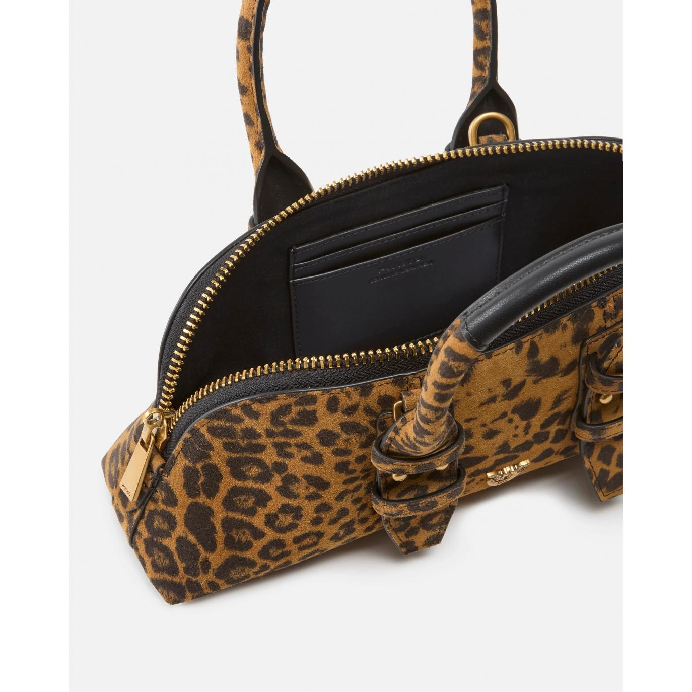 Borsa a mano in suede con stampa macula (BOWLING BAG HORIZONTAL)