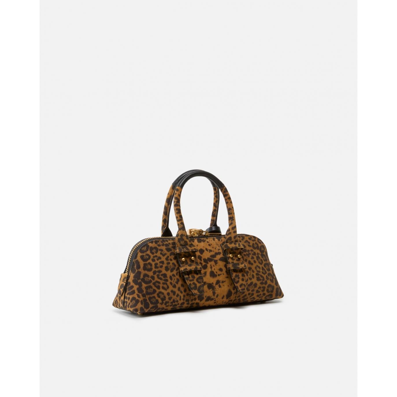 Borsa a mano in suede con stampa macula (BOWLING BAG HORIZONTAL)
