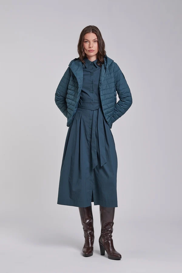 Abito camicia svasato in raso