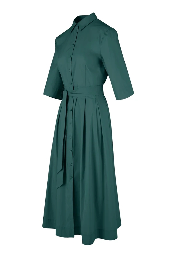 Abito camicia svasato in raso