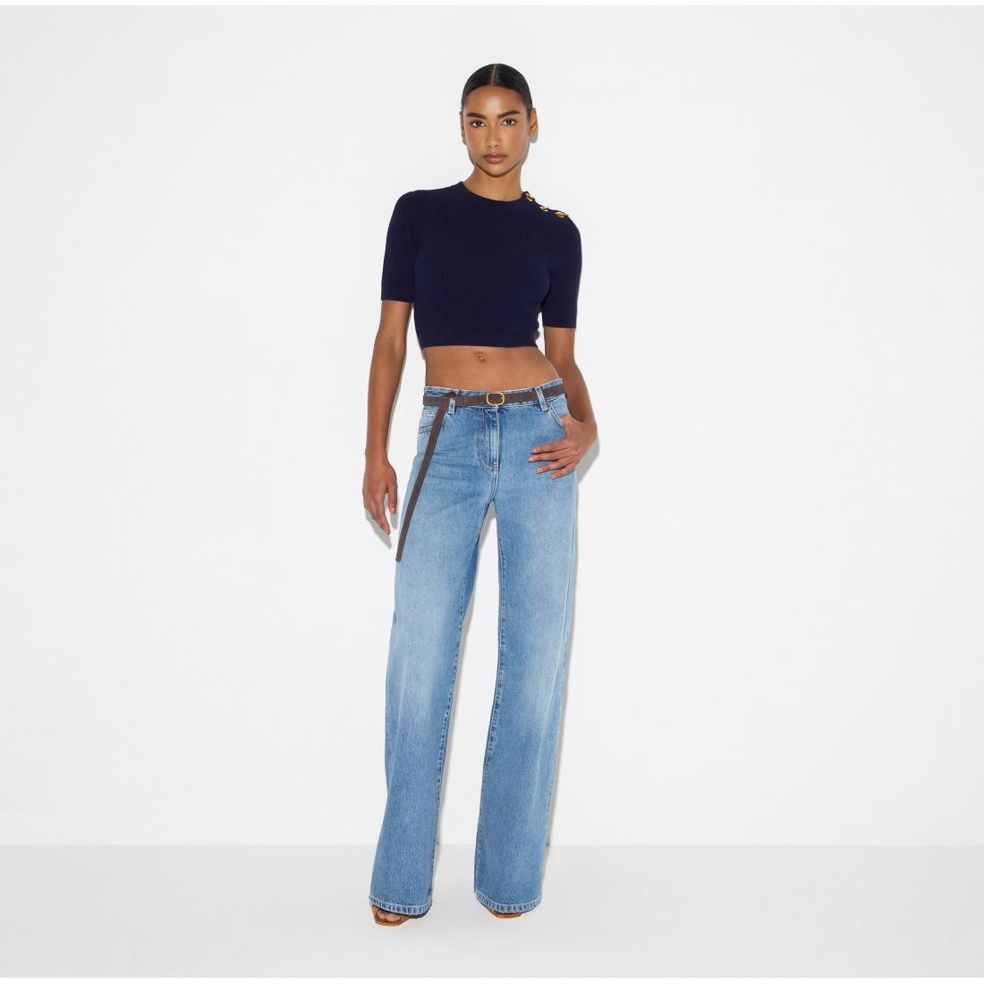 Jeans a palazzo con cintura