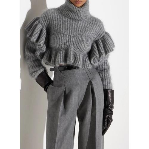 Pullover in maglia con ruches