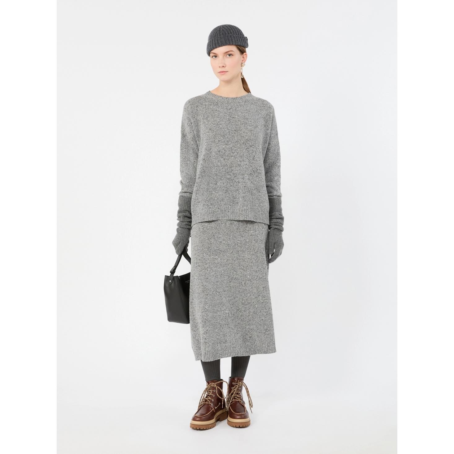 Maglia in mista lana e seta effetto tweed