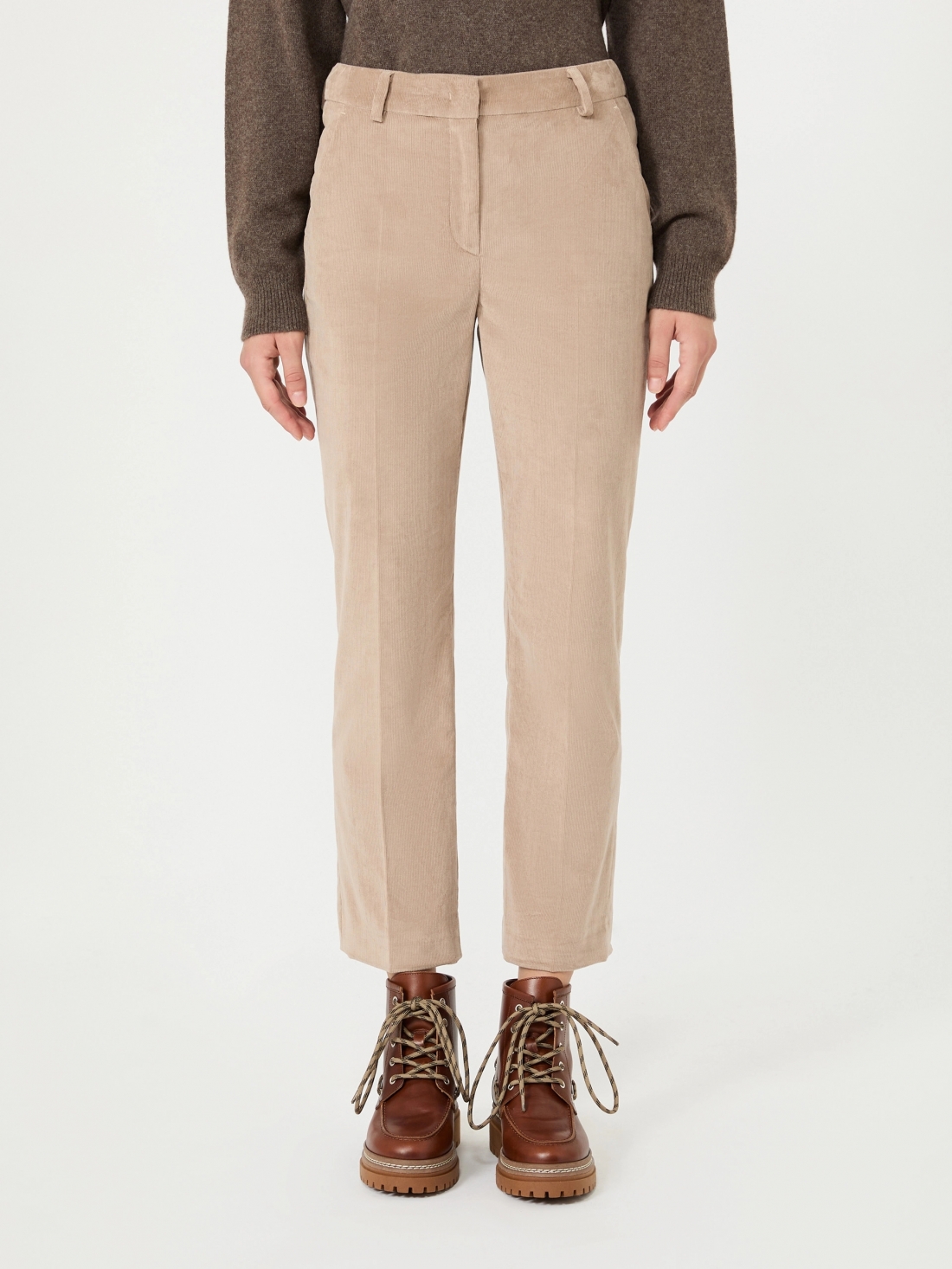 Pantalone crop in velluto di cotone