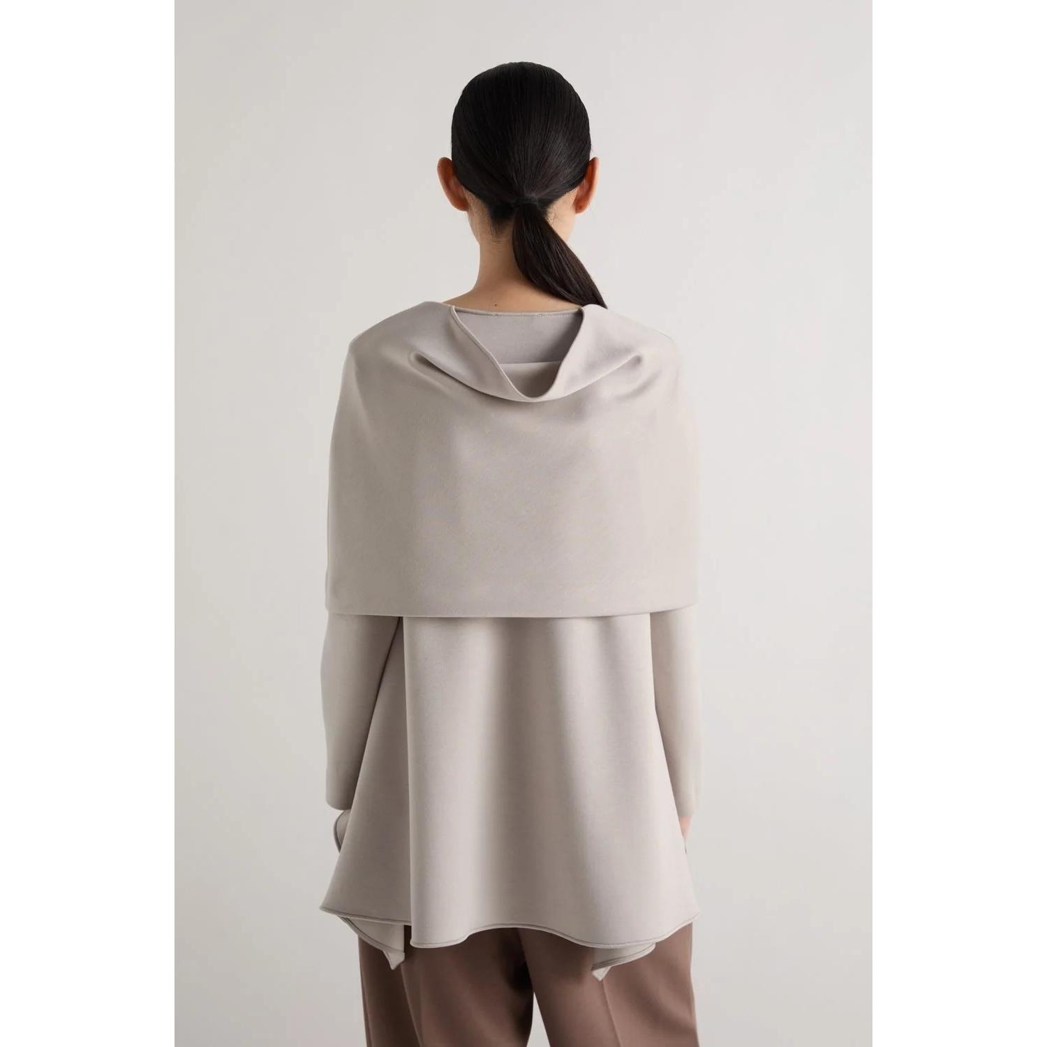 BLUSA GIROCOLLO IN SCUBA CON MANTELLINA