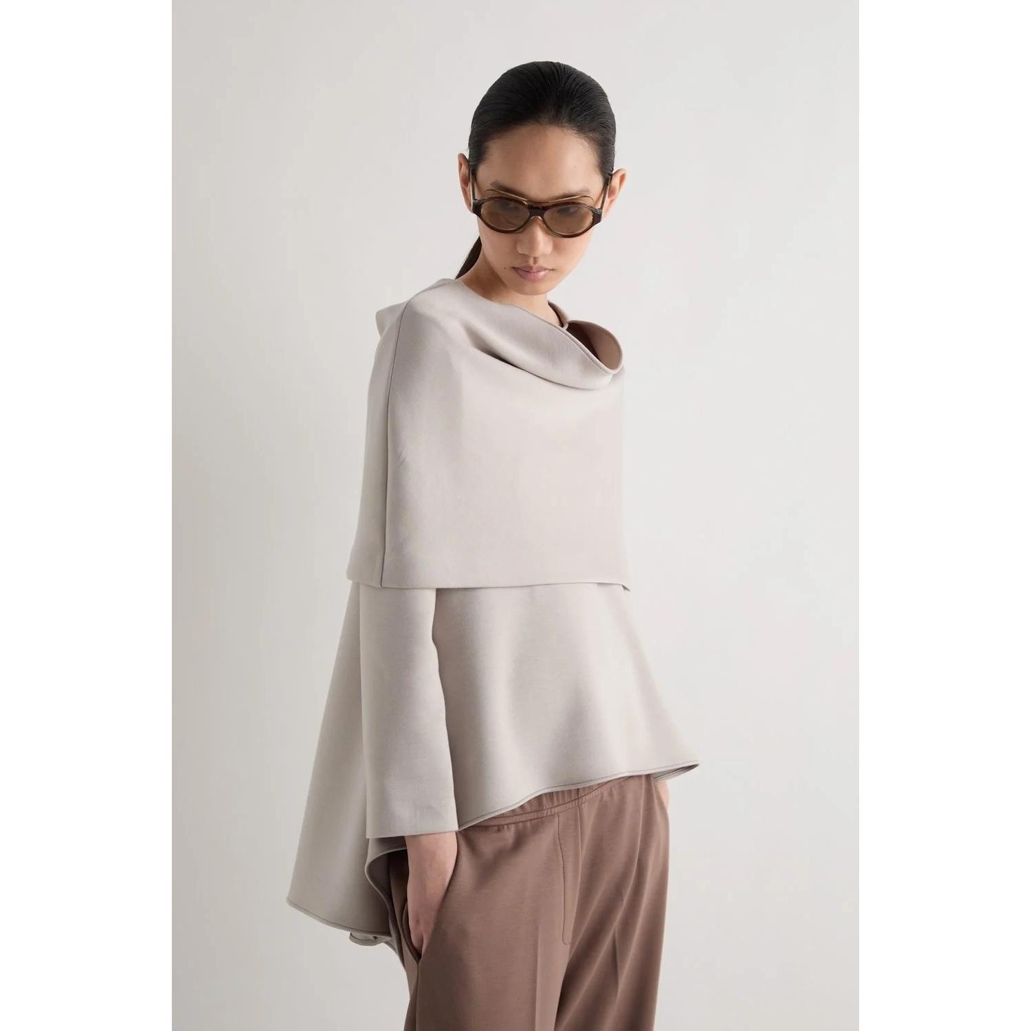 BLUSA GIROCOLLO IN SCUBA CON MANTELLINA