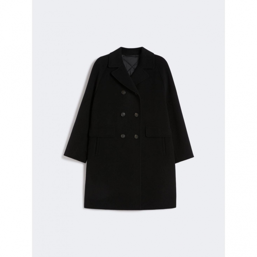 Cappotto in doppio drap di lana - NERO